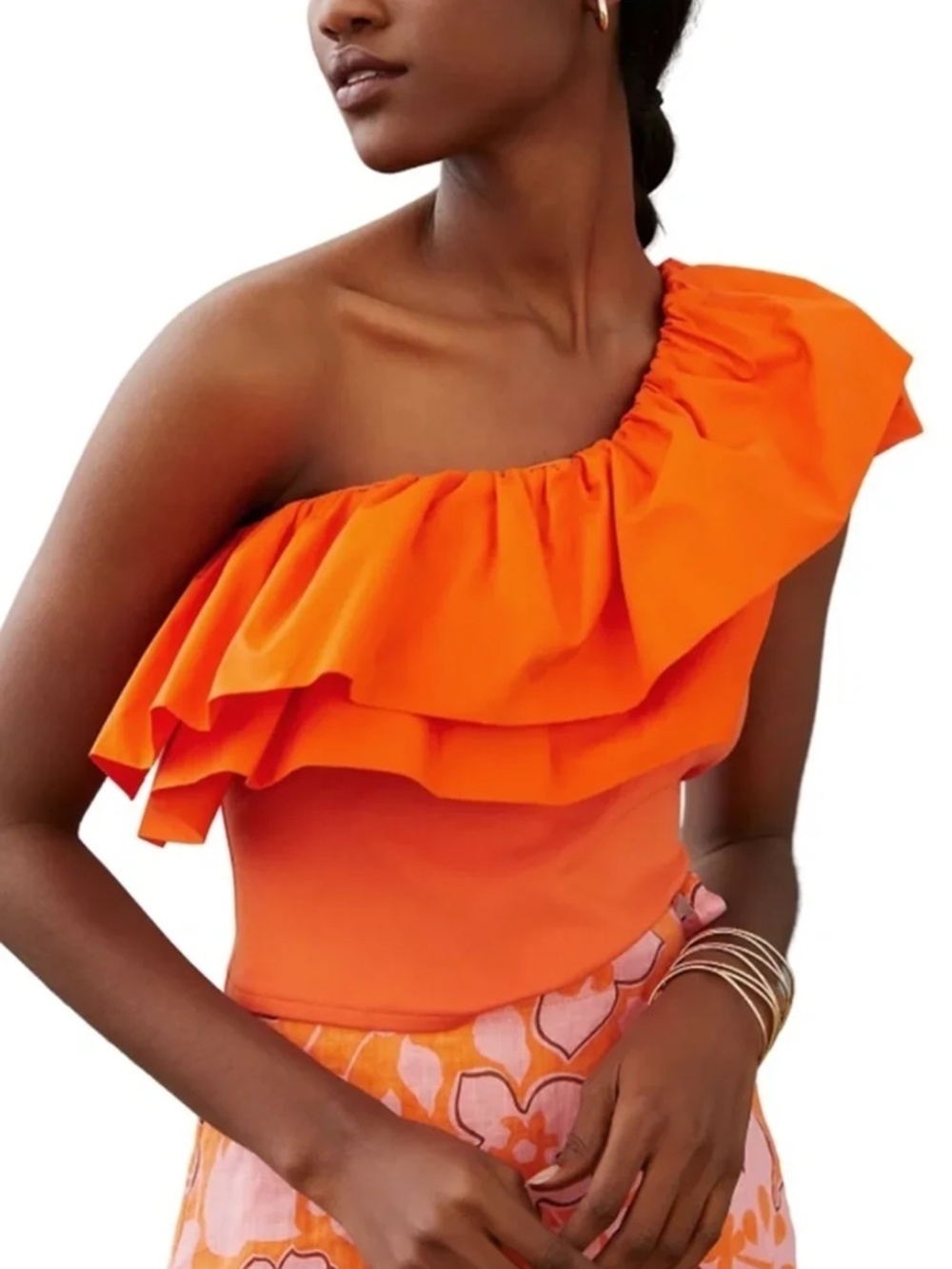 Anthropologie Sunday in Brooklyn Blouse Top One Shoulder Ruffle Flounce NWOT